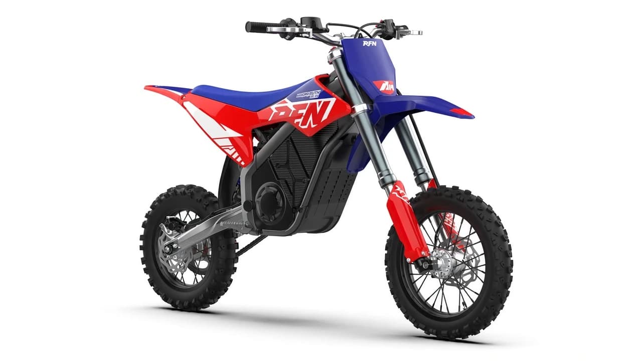 Red and blue RFN electric dirt bike